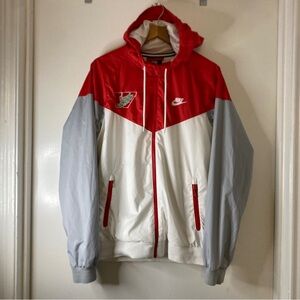 W University Jacket Mens S Gray Nike Windbreaker Full Zip Big Red NCAA